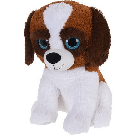 Wit/bruine hond/honden dierenknuffel van pluche 50 cm - Speelgoed - Dierenknuffels - Knuffeldieren - Honden knuffels