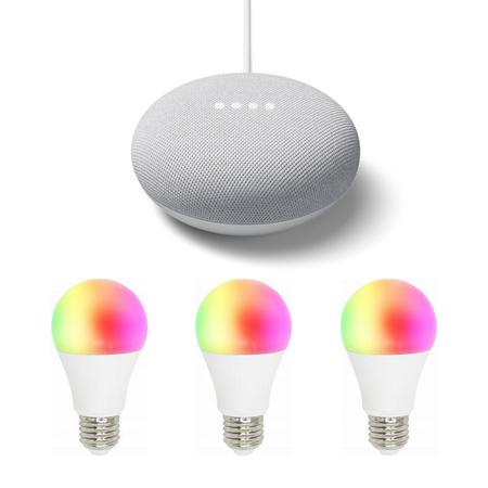 Woox 3x slimme E27 lamp en Google Nest Mini