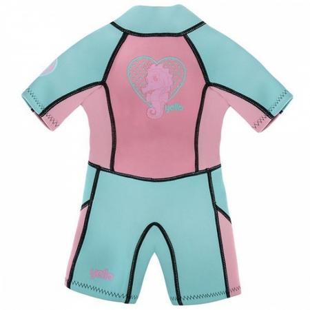 Yello UV werende wetsuit Seahorse 2 mm meisjes blauw/roze 2 jaar