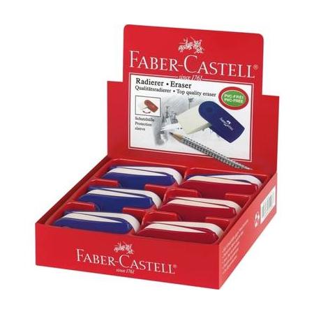 gum Faber Castell SLEEVE rood/blauw assorti