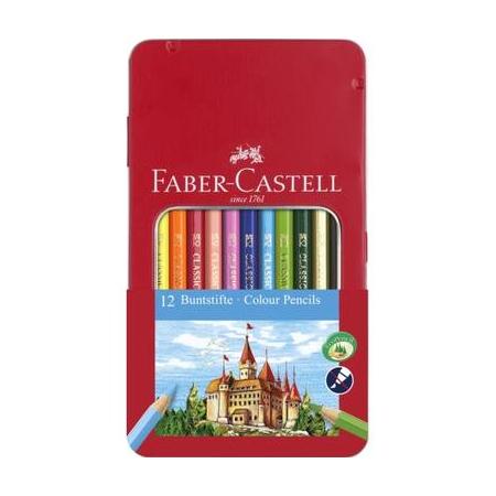 kleurpotlood Faber-Castell Castle zeskantig metalen etui met 12 stuks