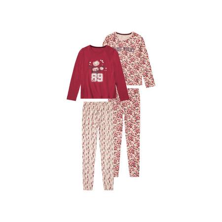 pepperts! Kinder pyjama, 2 stuks, van zuiver bio-katoen (146/152, Roze/rood patroon)