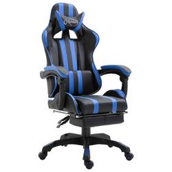 vidaXL Gamingstoel met voetensteun kunstleer blauw