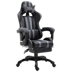 vidaXL Gamingstoel met voetensteun kunstleer grijs
