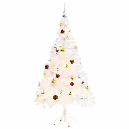 vidaXL Kunstkerstboom versierd met kerstballen en LED\s 150 cm wit