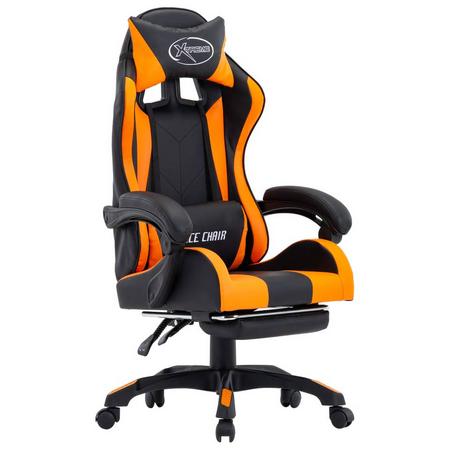 vidaXL Racestoel met voetensteun kunstleer oranje en zwart