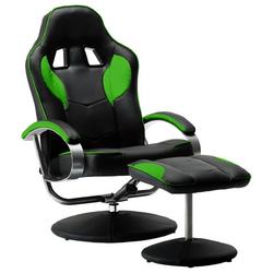 vidaXL Racestoel verstelbaar met voetenbankje kunstleer groen