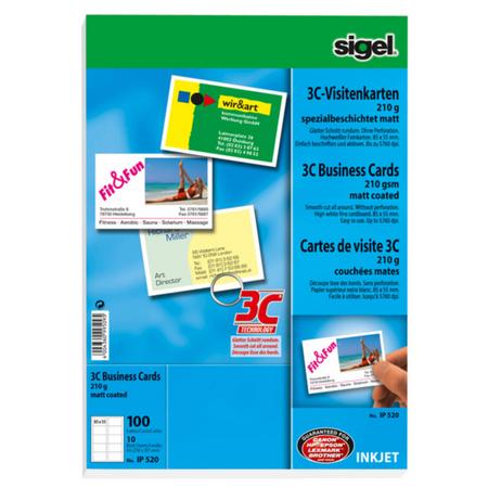 visitekaartjes Sigel 3C 210grs pak a 100 stuks voor fotokwaliteit wit