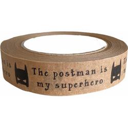 Kraft tape Postman is my superhero - papierplakband - plakband - tape - krafttape - verpakken - inpakken