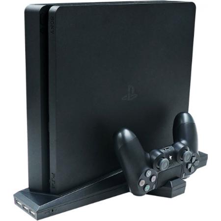7 in 1 Multifunctionele Standaard voor Playstation 4 en PS4 Slim - PS4 Vertical Stand Docking Station – Oplader voor PS4 Controller - 3 USB - Cooling Fan