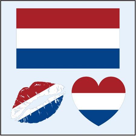 2 vellen neptattoo van de Nederlandse vlag, plaktattoo, tattoo sticker, EK, Elftal, Koningsdag