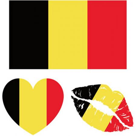 Belgische vlag neptattoo 2 vellen-  vlag van België- plaktattoo- tattoo sticker, EK
