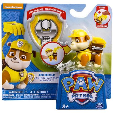 Paw Patrol Action Pack Pup Rubble & badge