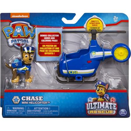 Paw Patrol ultimate rescue voertuig - Chase mini helikopter 12 cm