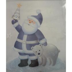 Peha Sticker Kerstman En Ijsbeer 28,5 X 34,5 Cm Pvc Blauw/wit