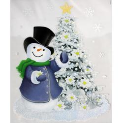Peha Sticker Sneeuwpop En Kerstboom 28,5 X 34,5 Cm Pvc Wit