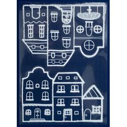 Peha Stickers Huisjes 28,5 X 40 Cm Pvc Wit/blauw 2-delig