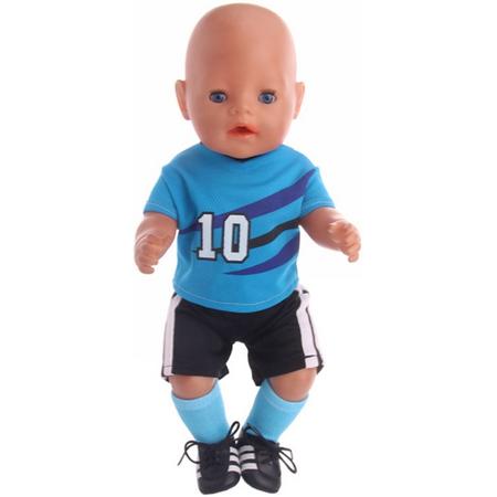 Poppenkleertjes - Geschikt voor Baby Born - Voetbal outfit - Shirt, broekje, schoenen en sokken - Jongen of Meisje pop
