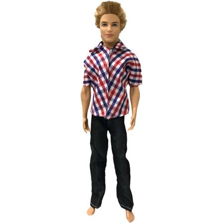 Poppenkleertjes - Geschikt voor Ken - Nette blouse en lange broek - Complete outfit - Kleding Ken