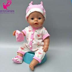 Poppenkleertjes - geschikt voor Baby Born - pyjama - flamingo - roze - met muts en slofjes - slaapkleding - nachtkleding