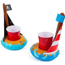   set van 2 drankhouders - bootje drinken zwembad strand - opblaasbaar - 26 cm