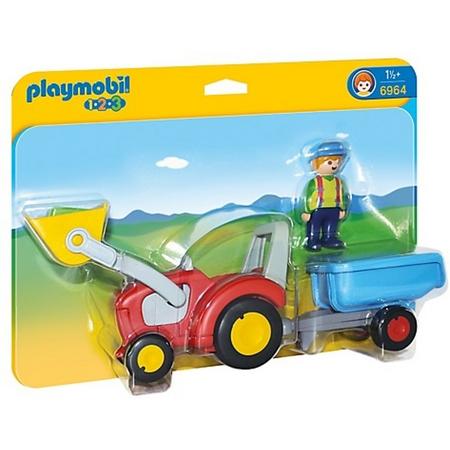 Playmobil 1, 2, 3: Boer Met Tractor En Aanhangwagen (6964)