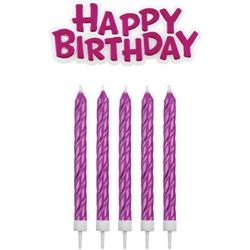PME Verjaardagskaarsjes Happy Birthday Roze pk/17