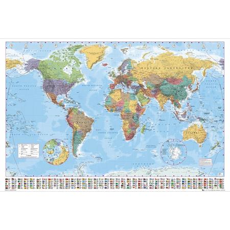 Wereldkaart (World map) poster - 61 cm x 91.5cm