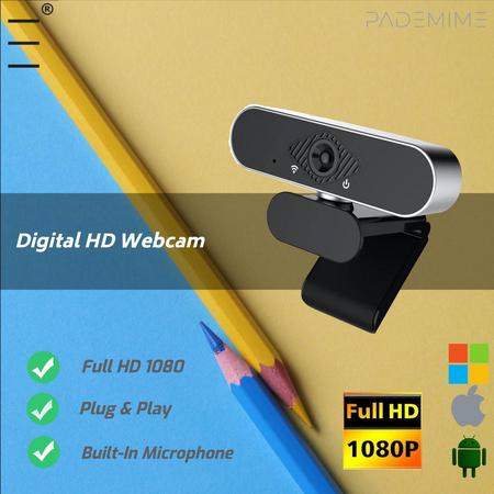 1080p Full HD Webcam - Webcam met Microfoon - Webcam Silver - Streaming Webcam - Webcam voor PC - Full HD webcam - Meeting Conference - Anti Ruis Webcam - Windows & Apple/Mac - 1080p - Vergaderingscamera - Twitch - Skype - Zoom