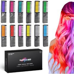 Paintaboo Haarkrijt voor Kinderen - Hair Chalk- Tijdelijke Haarkleuring - Navulbaar - Haarmascara Kammen - 12 kleuren - Carnaval