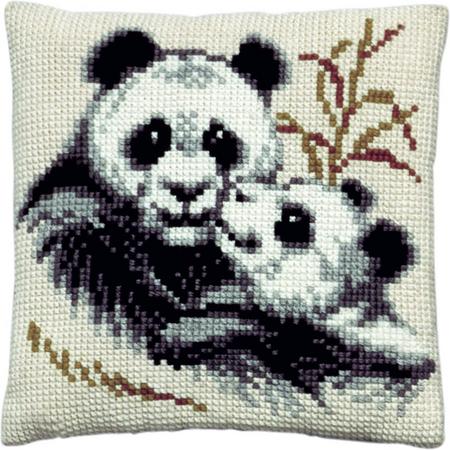 kruissteekkussen 003.091 panda met jong