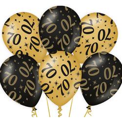 Ballonnen Gold/Black 70 jaar (6 stuks)