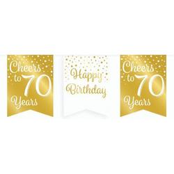 Vlaggetjesslinger - 70 jaar - wit en goud