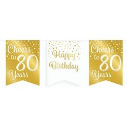 Vlaggetjesslinger - 80 jaar - wit en goud