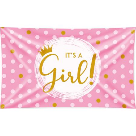 vlag Its a girl! 90 x 150 cm polyester lichtroze