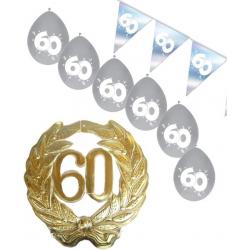 60 jaar getrouwd S – Jubileum pakket feestversiering (pvc huldekrans) – feestartikelen Diamanten bruiloft – voor kleine woonkamer
