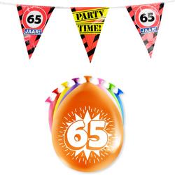 65 Jaar Verjaardag Decoratie Versiering - Feest Versiering - Vlaggenlijn - Ballonnen - Man & Vrouw