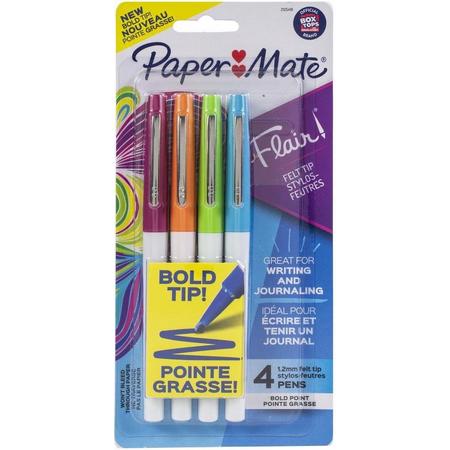 Paper Mate - Bold Flair viltstift - 4 kleuren - 1,2mm