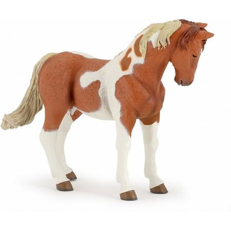 Plastic speelgoed bruin/wit paard 10 cm