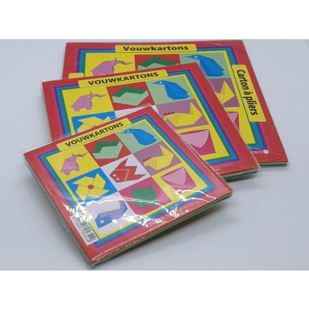 Vouwblaadjes – Vouwblaadjes kinderen – Gekleurd papier – Origami papier – Knutselkarton – Vouwkarton - PAKKET 3 VERSCHILLENDE MATEN VOUWKARTONS 12x12 16x16 en 20x20