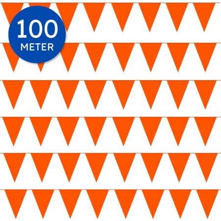 Partizzle 100 meter Oranje Vlaggenlijn Versiering - Vlaggen voor WK 2022 - Slingers met Vlaggetjes - Plastic