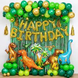 Partizzle Dino Verjaardag Versiering - Dinosaurus Feestje - Ballonnenboog Decoratie - Happy Birthday Slinger - Jongen en Meisje