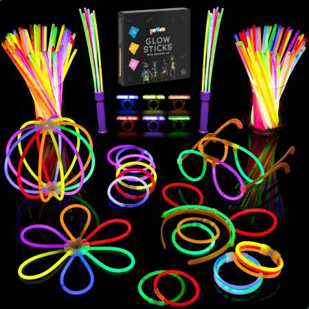 Partizzle Glow in the Dark Sticks Set - 235-delig - Glowsticks Neon Party - Verjaardag Feest Versiering - 7 Kleuren Breekstaafjes