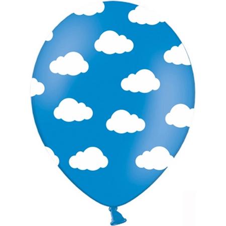 Ballonnen blauw wolken wit 10 stuks