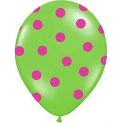 Ballonnen lime dots fuchsia 10 stuks