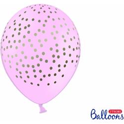 Ballonnen Baby roze dots goud 50 stuks