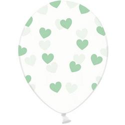 50 Ballonnen in zak hartjes crystal - Mint groen 30cm