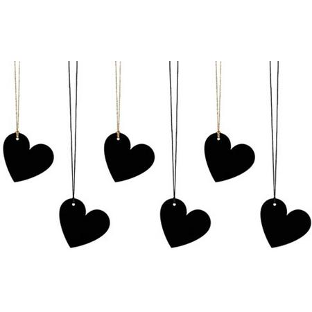 Beschrijfbare hartjes met touw (6 stuks)
