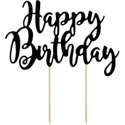 Happy Birthday - kartonnen taart topperZwart