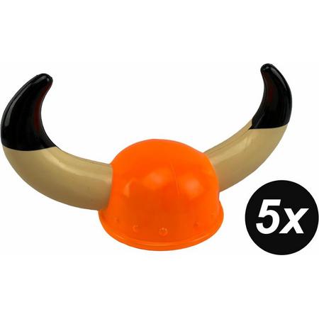 5 stuks Oranje viking helm - EK / WK voetbal - Koningsdag - F1 - Darts - Holland - voordeelverpakking